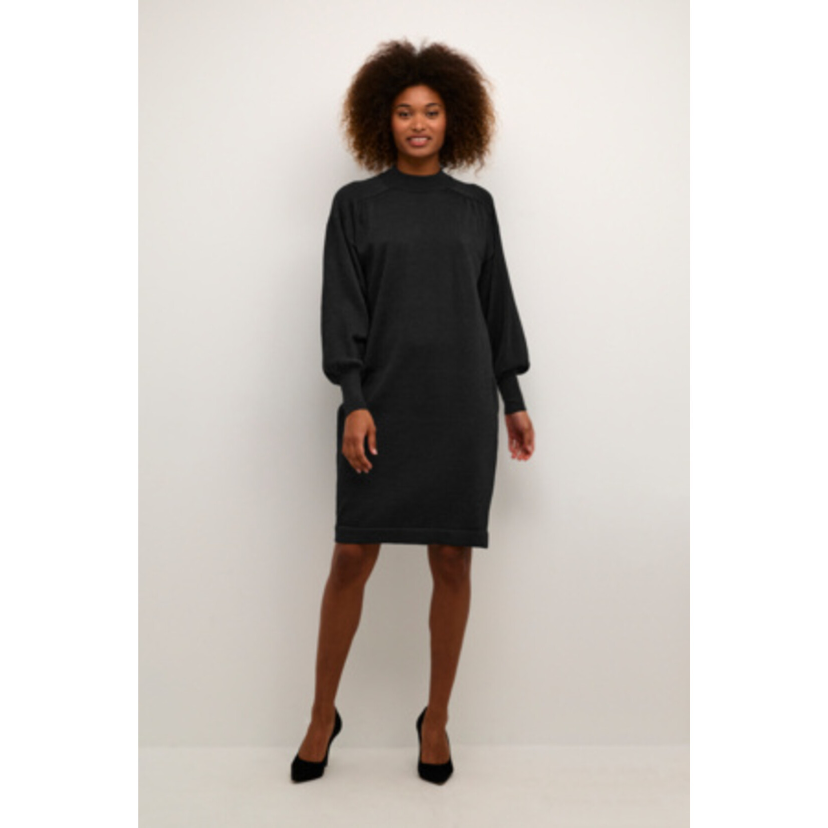 Kaffe Leuke knitwear dress met glinsters - groen of zwart