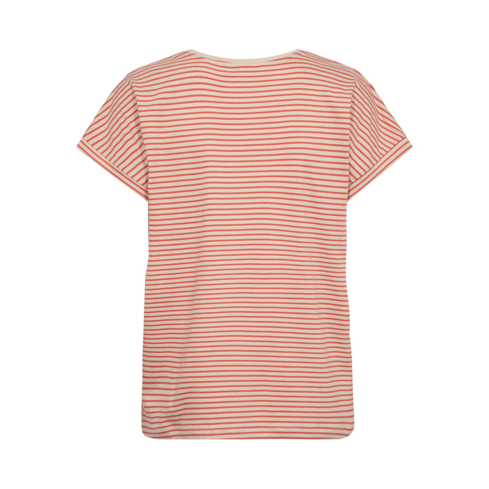 Free/quent Tshirt met strepen: moonbean met hot coral