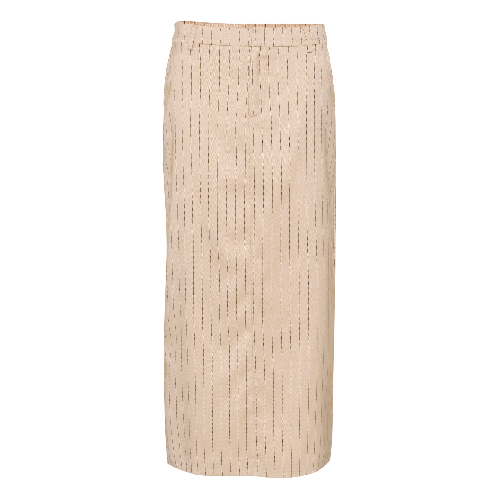 Kaffe Clothing Lange beige rok, met strepen - strak in een rokkenpak