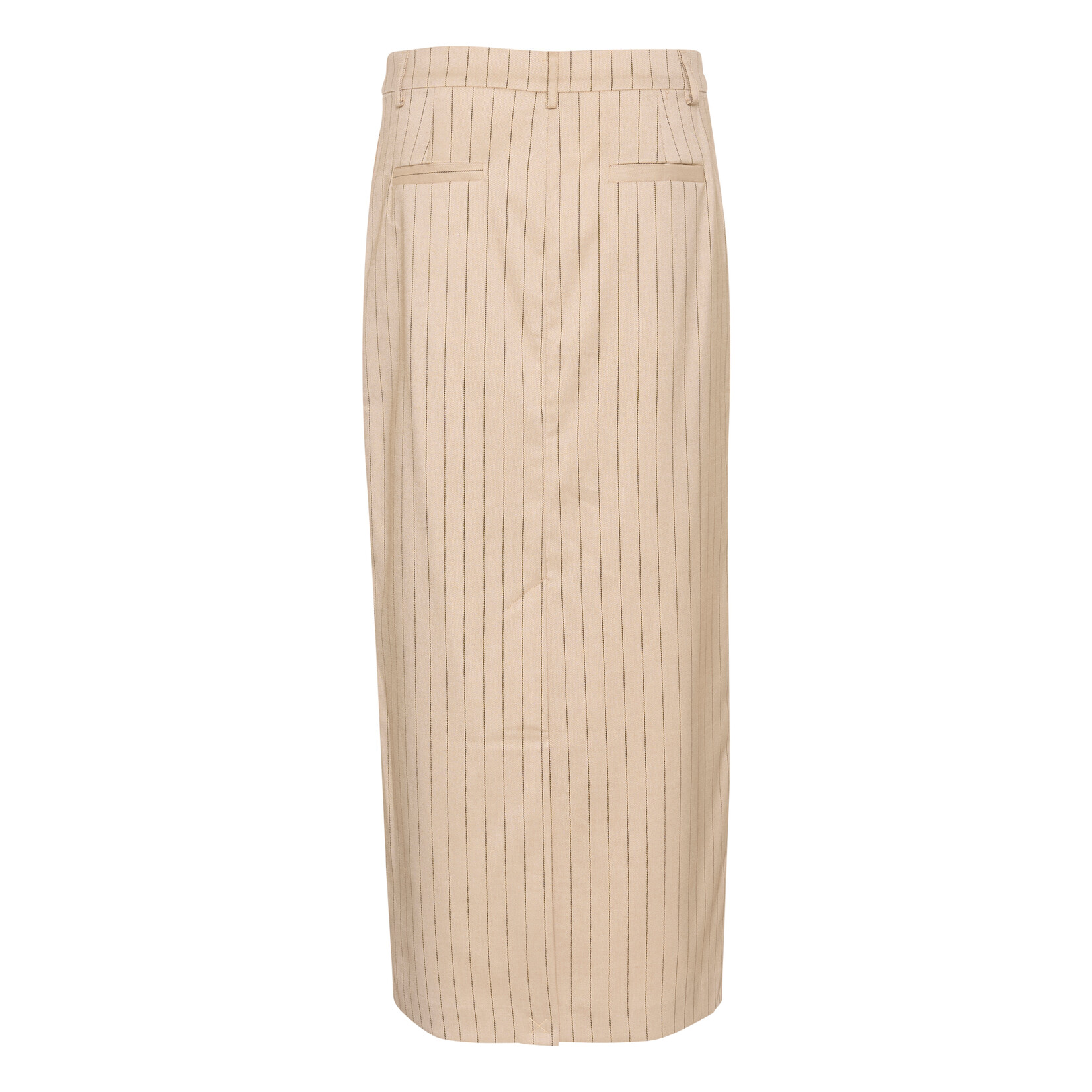 Kaffe Clothing Lange beige rok, met strepen - strak in een rokkenpak