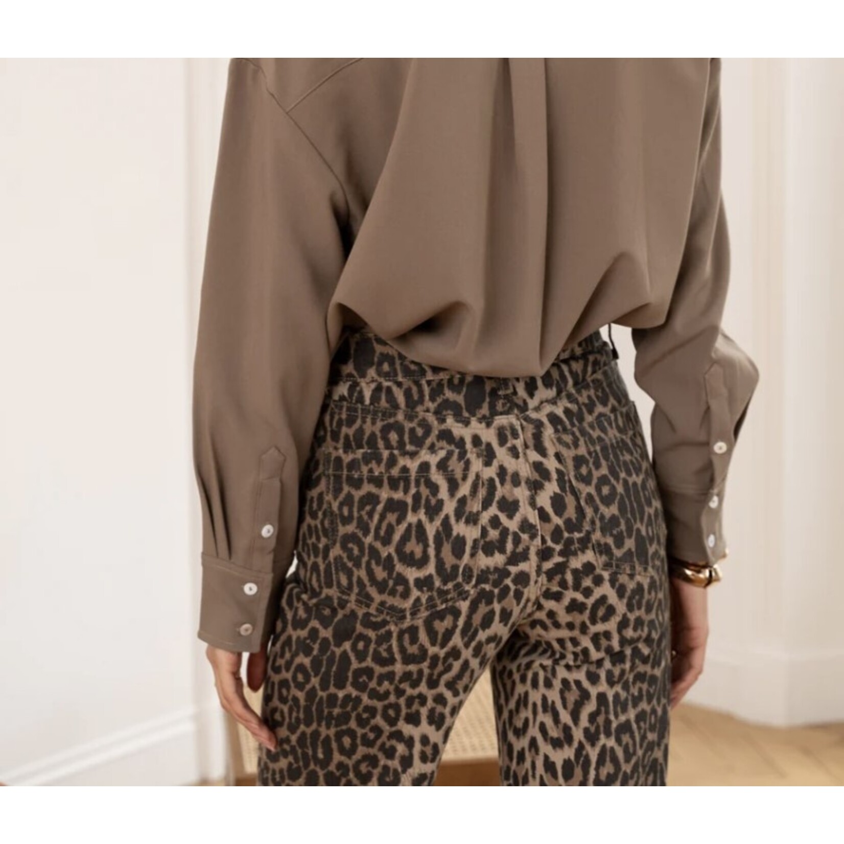 Jeans met stoere luipaard print - bootcut model