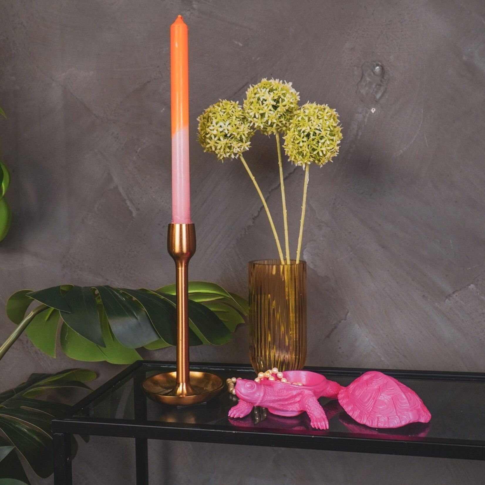 HouseVitamin Schildpaddoos - Polyresin - Neon Roze - 15,5x13,5x7,5cm