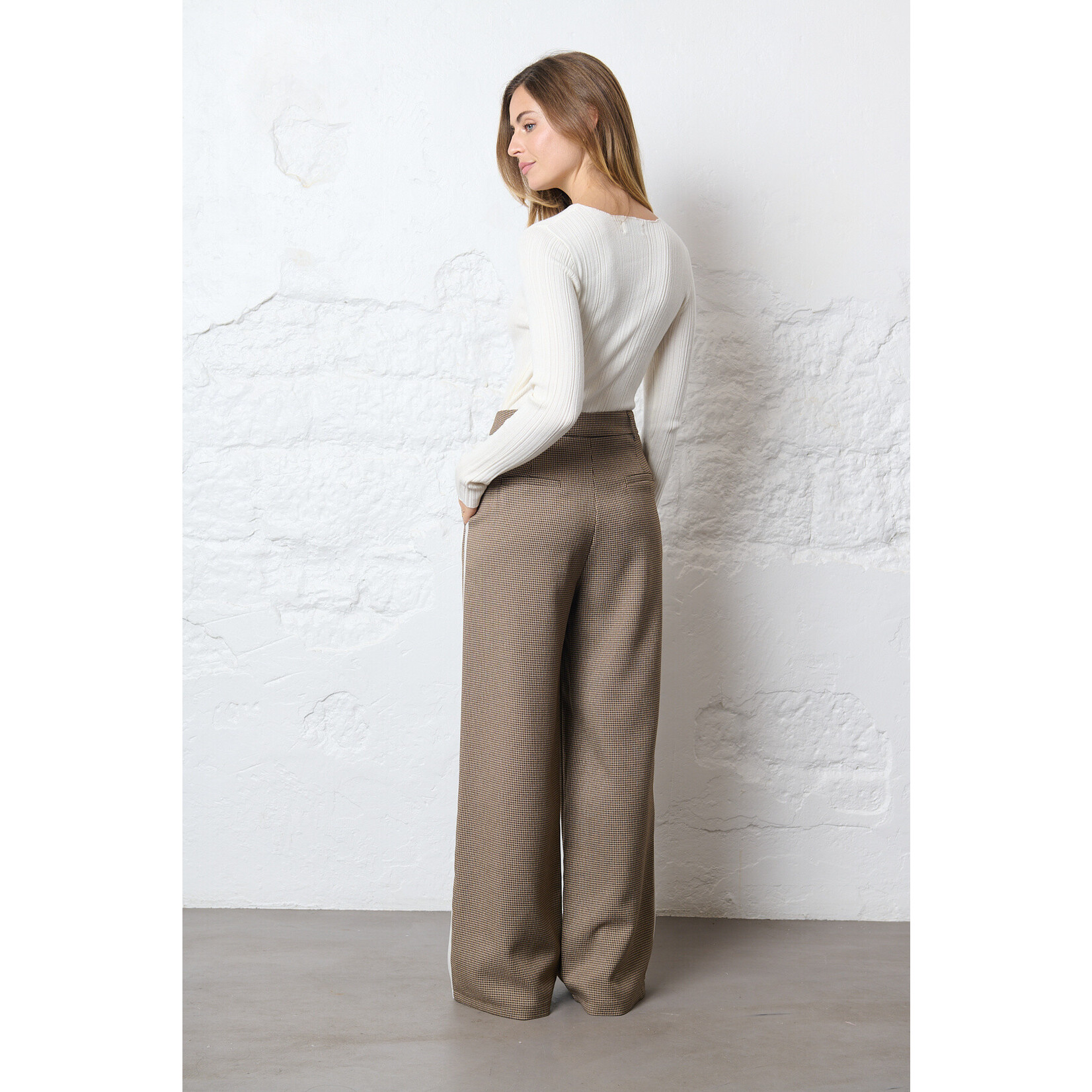 Klassieke broek, bruin, met detail opzij