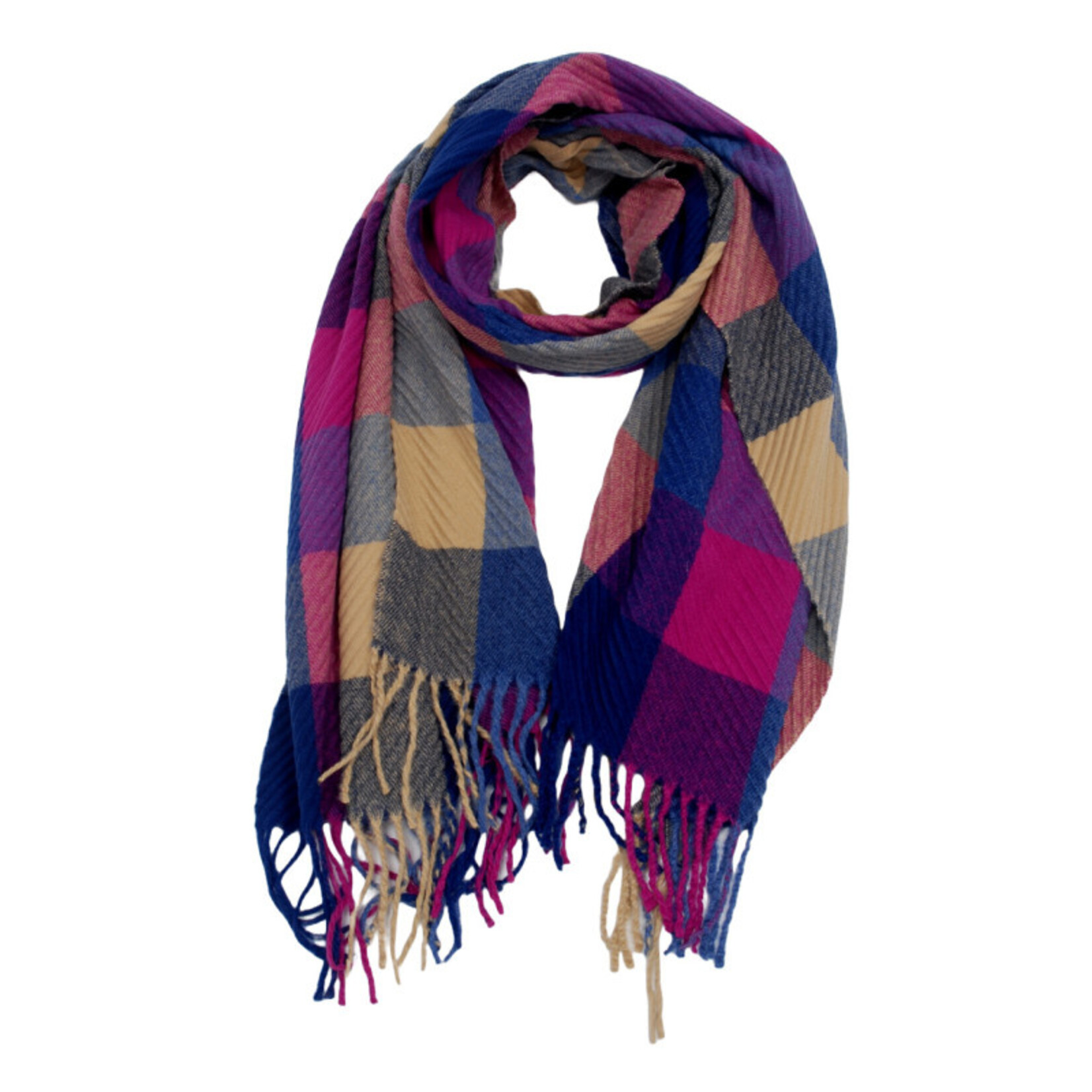 Dodi Geweven wintersjaal - met franjes - roest