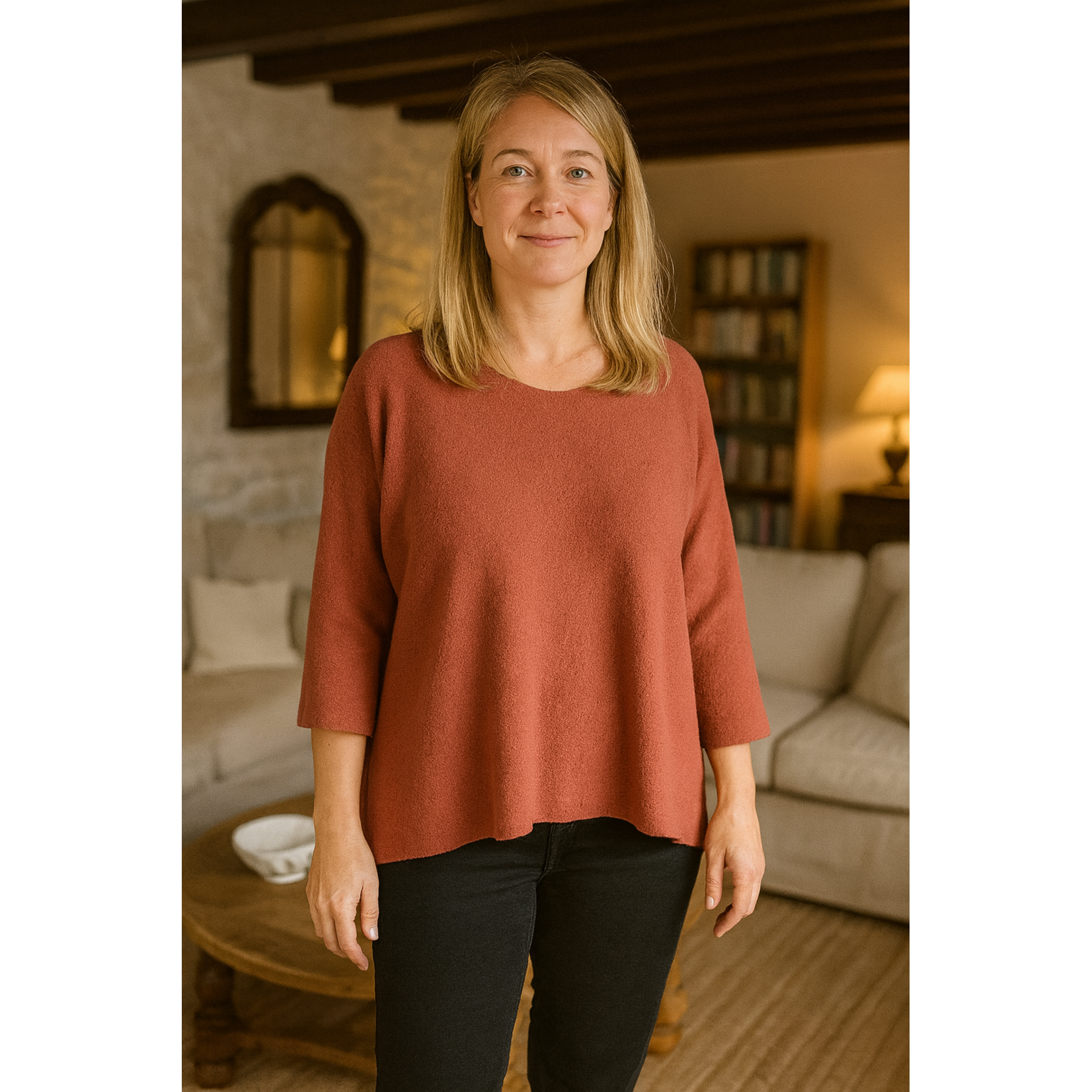 Kosto Fashion Leuke trui in terracotta kleuren