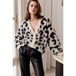 Graciela Paris Zachte cardigan met luipaardprint zwart-crème - Graciela Paris