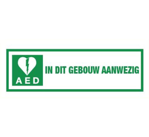 Pikt-o-Norm AED in dit gebouw aanwezig spiegelbeeld sticker