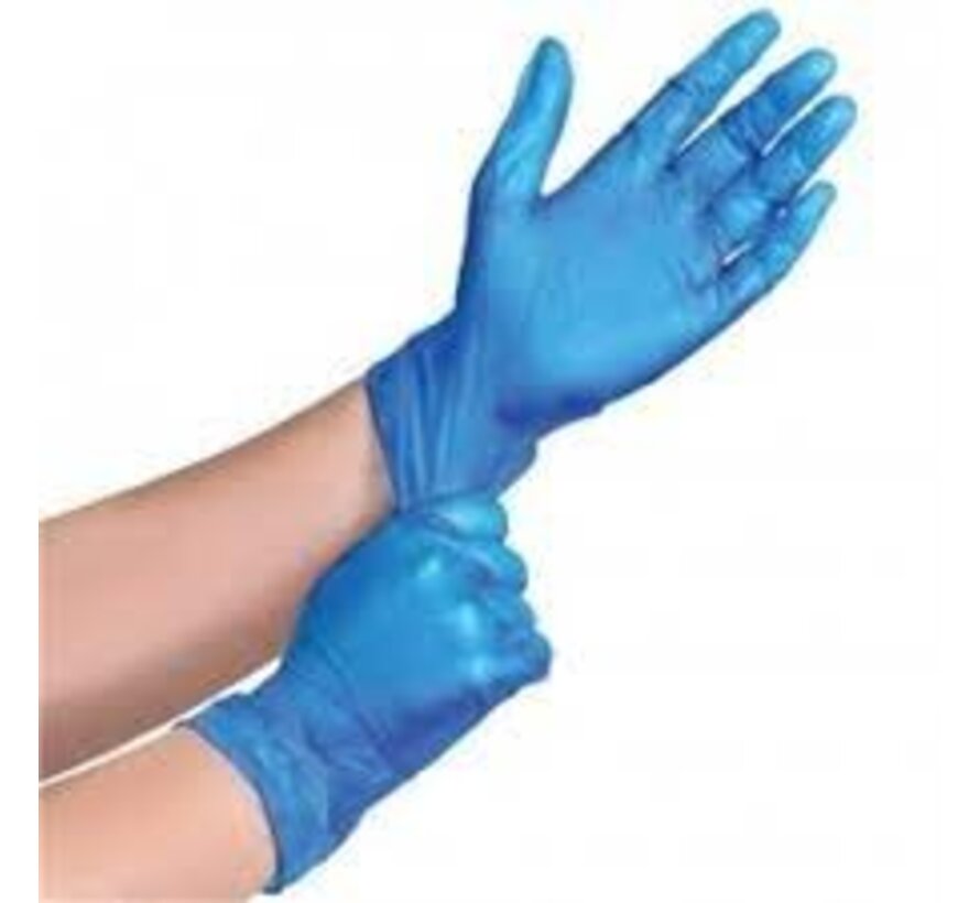 Blauwe vinyl handschoenen