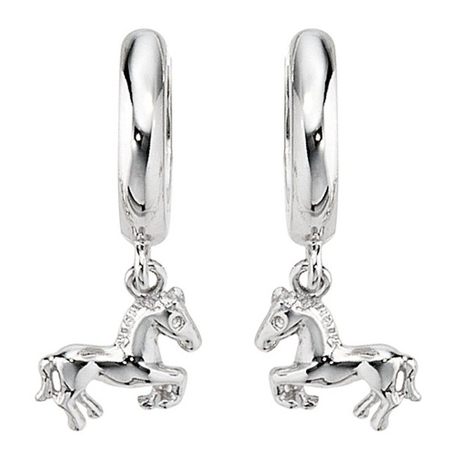 Kids creole earrings Horses in 925 sterling silver