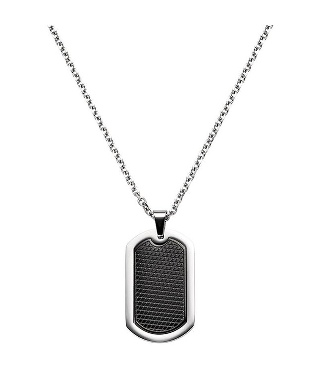 Dogtag Necklace With Pendant Stainless Steel Black Coated 55 Cm Pendant Stainless Steel Black Coated