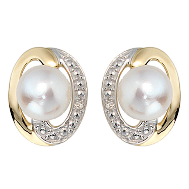 freshwater pearl and diamond earrings