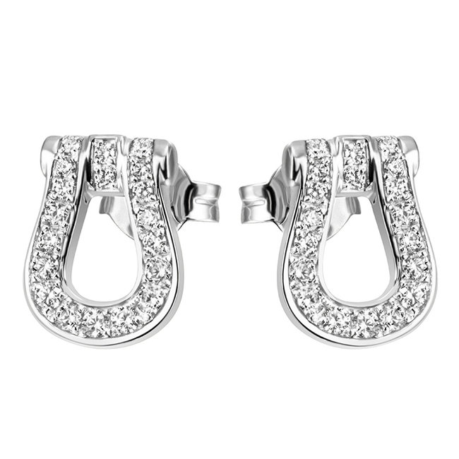 Silver earrings studs (925) with zirconia