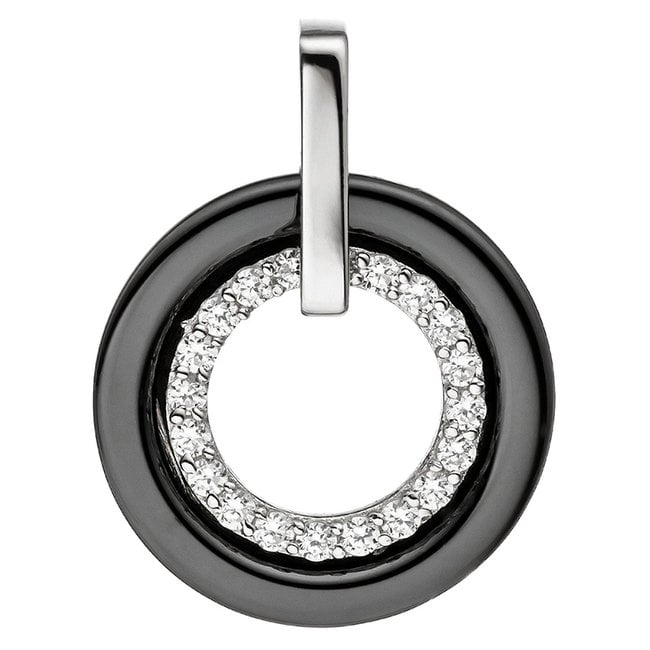 Sterling silver pendant with zirconia and ceramic ring