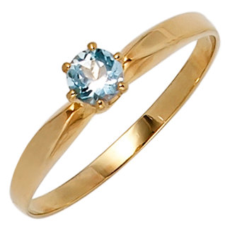 Aurora Patina Gold ring with aquamarine 4.4 mm