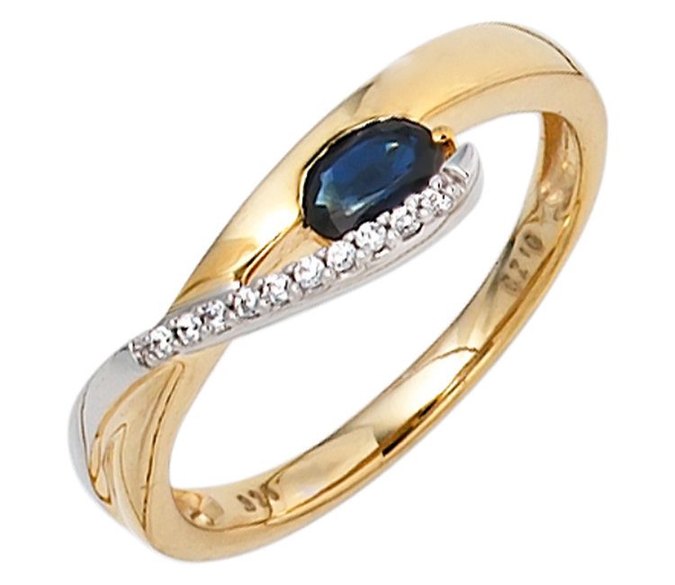 Spiksplinternieuw Gouden ring (333) met blauwe saffier en zirkonia's - Aurora Patina UL-07