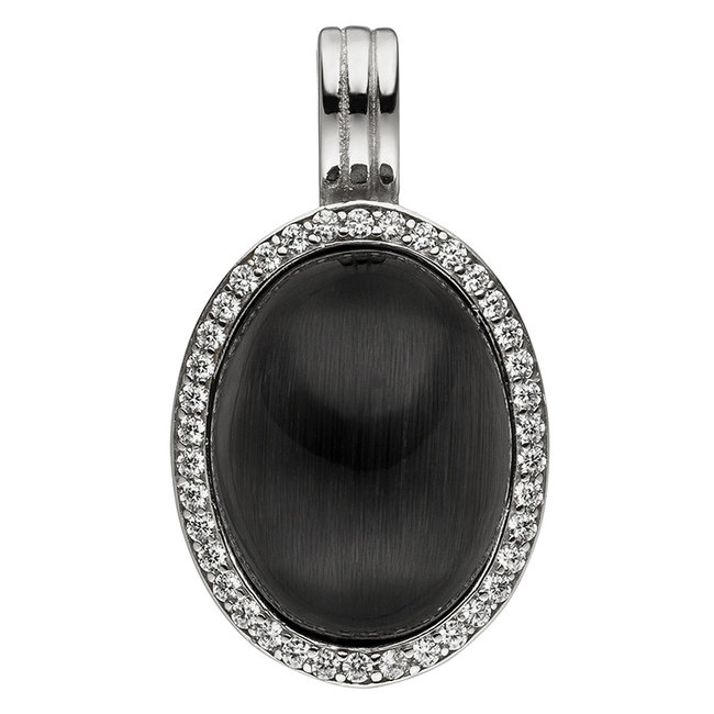 Silver pendant black stone and zirconia 