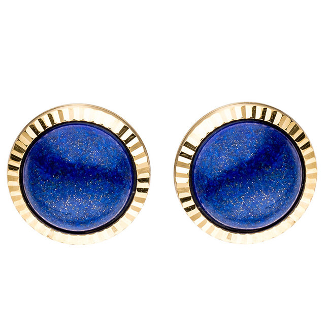 Gold earstuds 8 carat with 2 blue lapis 
