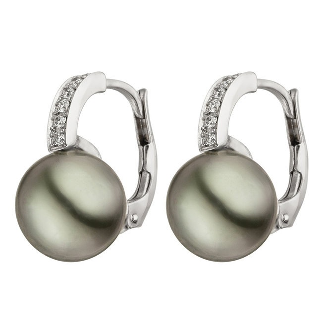 White golden earrings 14 carat with 2 
