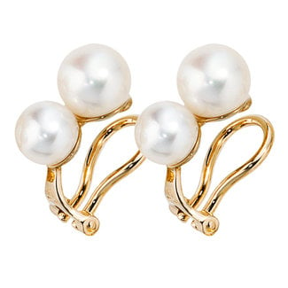 Aurora Patina Gold earclips with 4 fresh water pearls