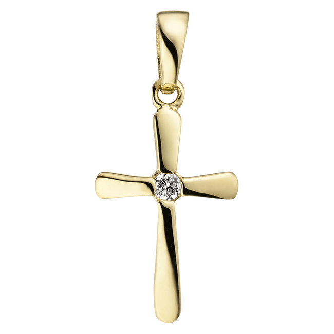 Gold pendant cross 9 carat with 