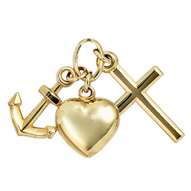 Gold pendant faith, hope and love 8 