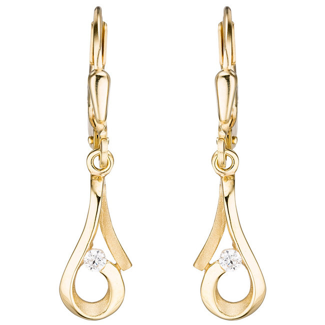 Aurora Patina Golden earrings with zirconia