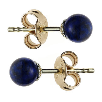 Aurora Patina Golden earstuds with lapis lazuli 5 mm