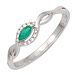 Aurora Patina White gold ring with emerald and 10 brilliant cut diamonds