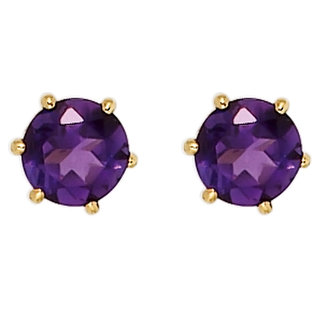 Aurora Patina Gold earstuds with purple amethyst