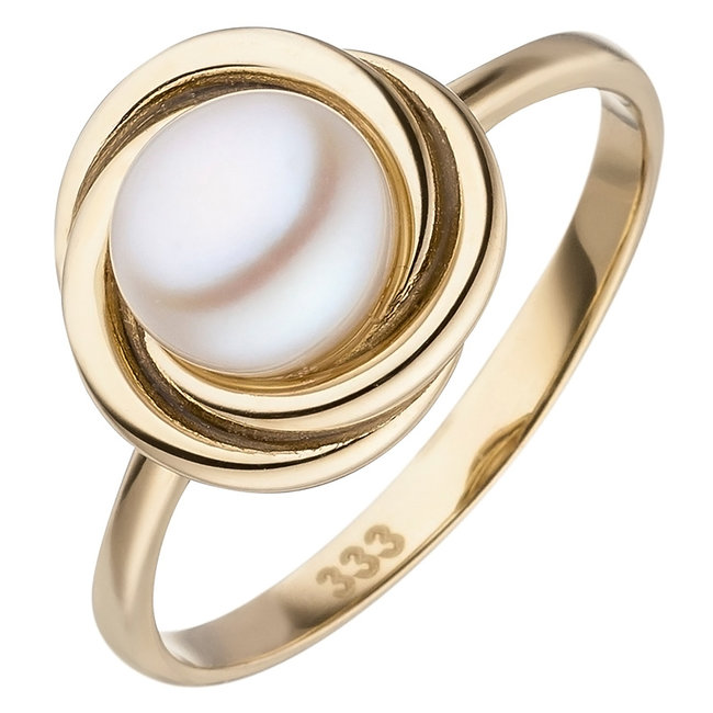 Aurora Patina Gold ring with fresh water pearl