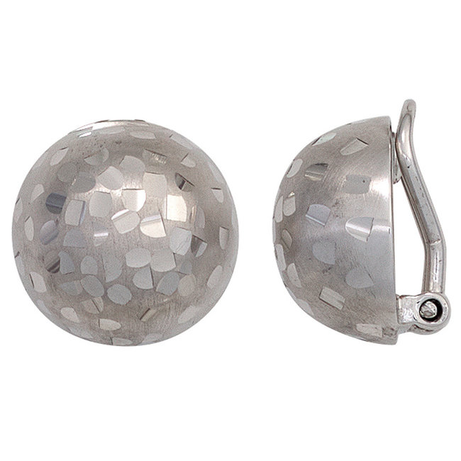 Silver earclips 925 half sphere partly matted