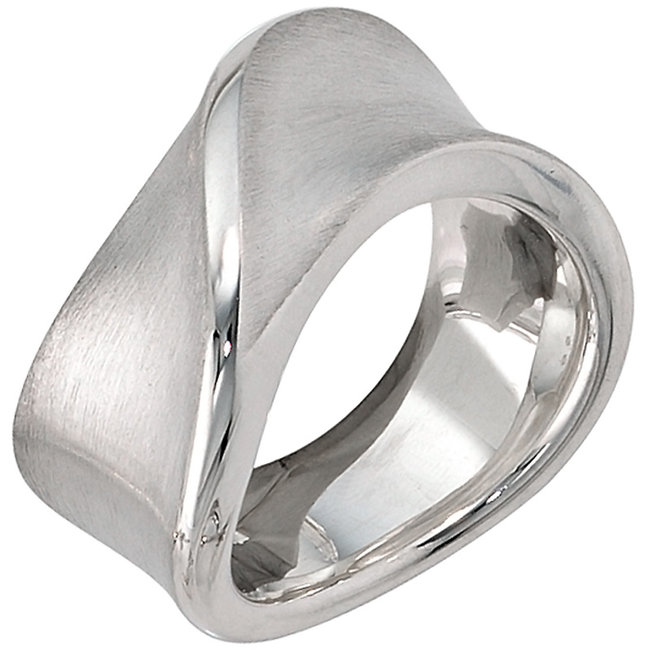 Wide silver ring matted