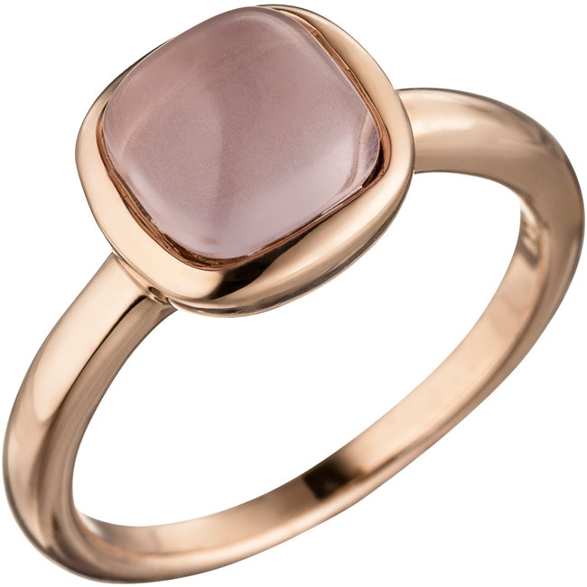 Aurora Patina Red gold plated ring with pink glass stone