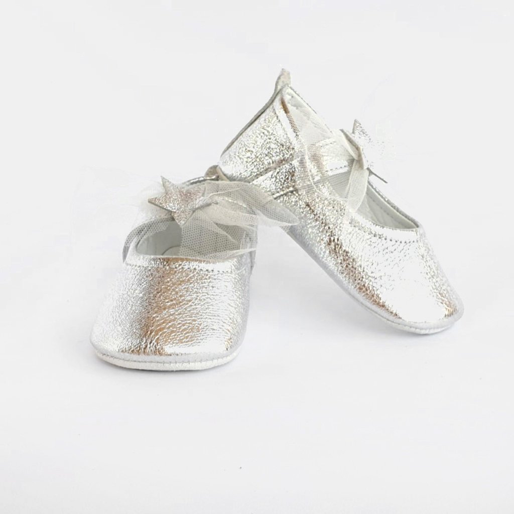 silver glitter baby shoes