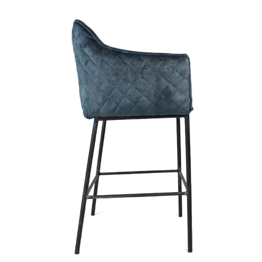 Barkruk Jayron blauw velvet 82 cm