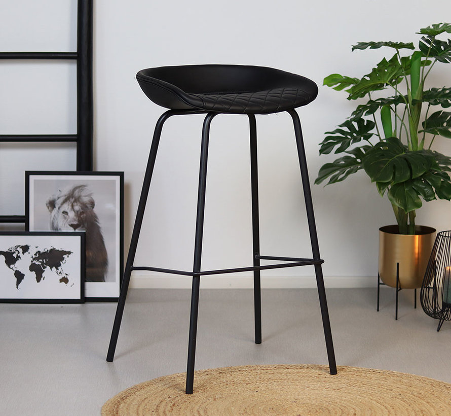 Horeca barkruk Minimal zwart PU leer Voor horeca en bedrijven Labelwise