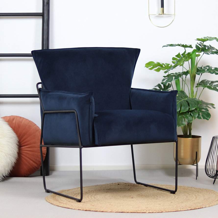 Fauteuil Lasse blauw velvet