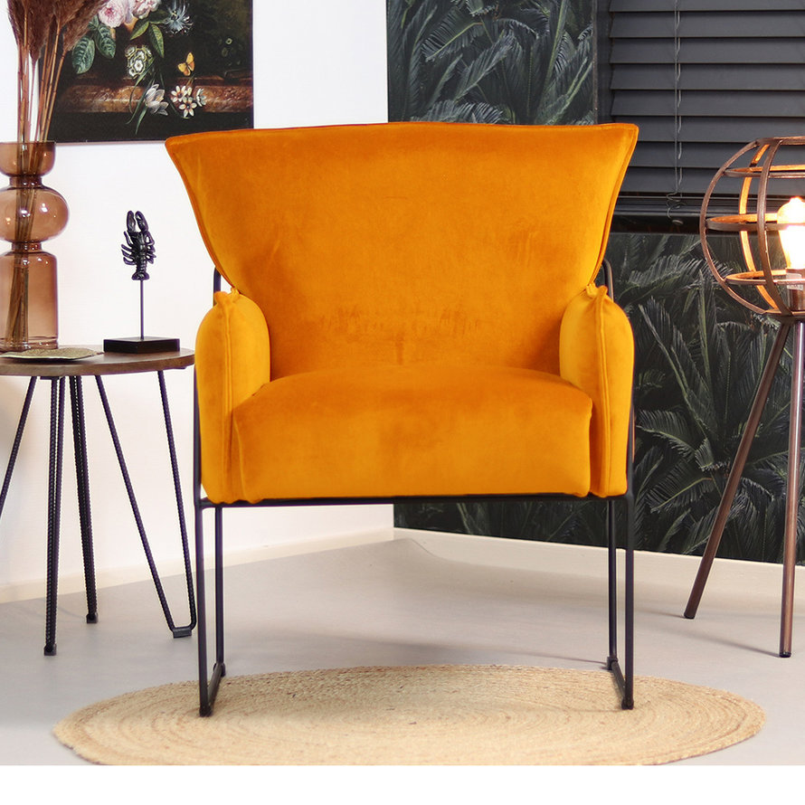 Fauteuil Lasse okergeel velvet