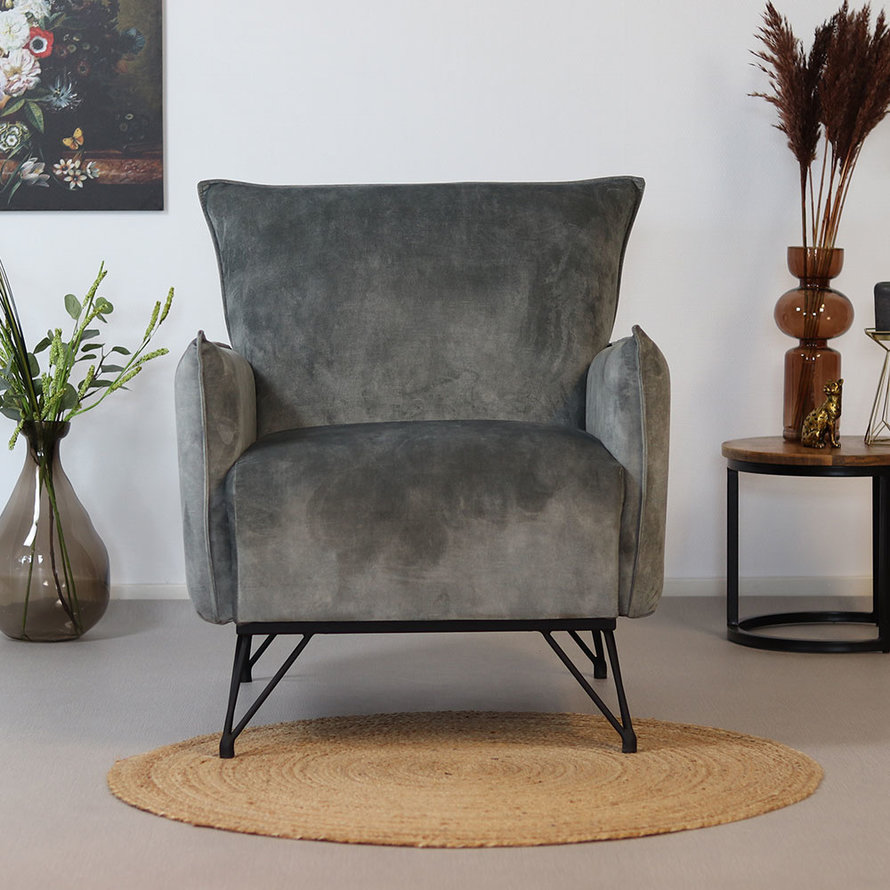 Fauteuil Mika grijs velvet