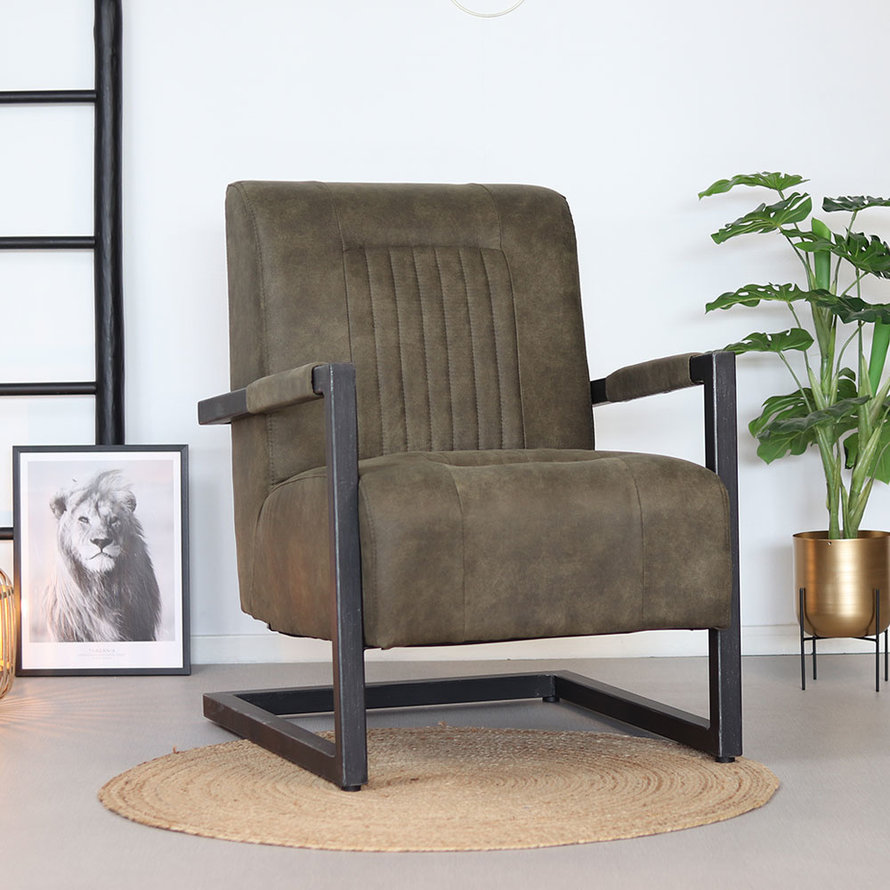 Fauteuil Austin olijfgroen microvezel