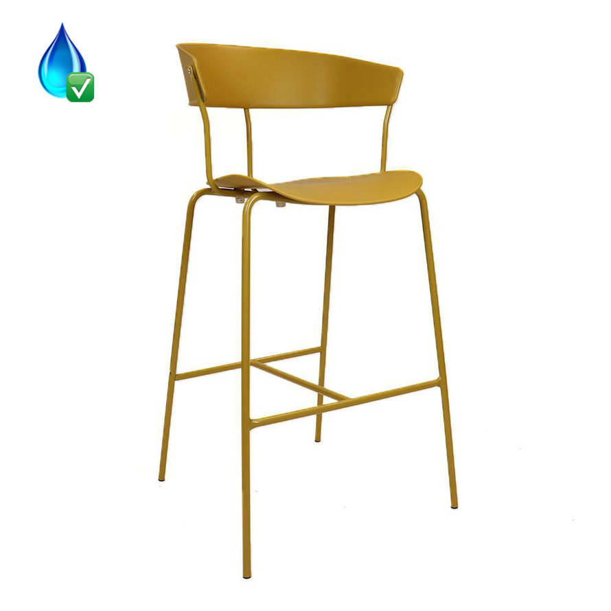 Horeca barkruk Denver geel Scandinavisch design 77 cm Labelwise