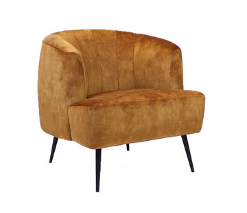 Bronx71 Fauteuil Billy okergeel velvet