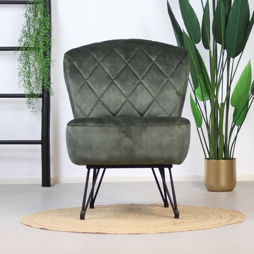 Fauteuil Else donkergroen velvet