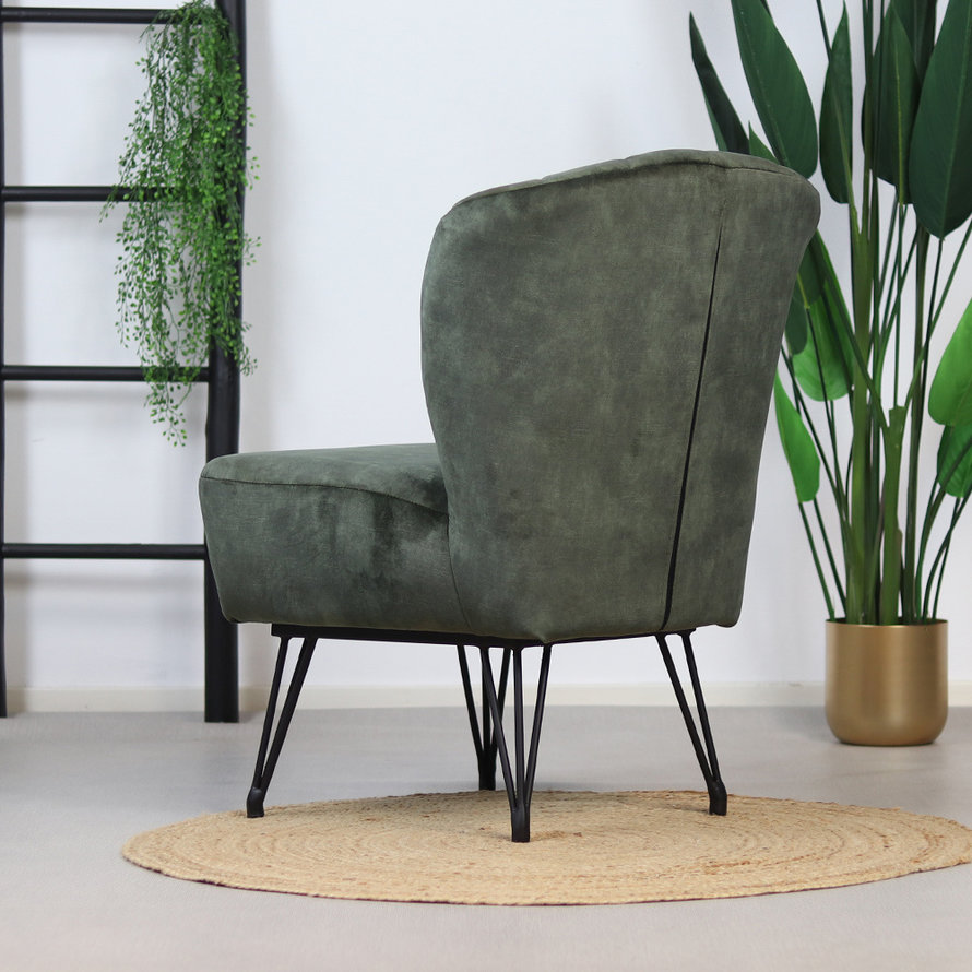 Fauteuil Else donkergroen velvet