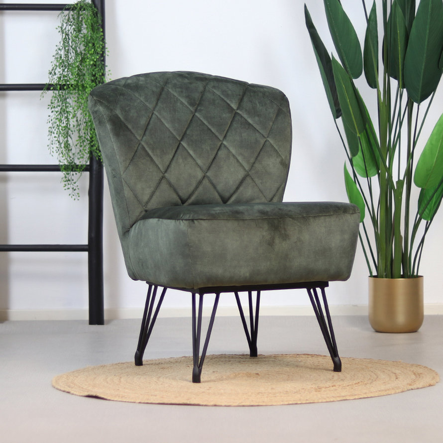 Fauteuil Else donkergroen velvet