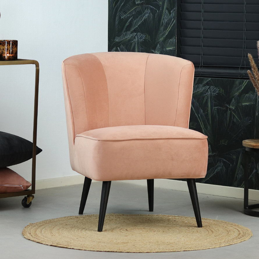 Fauteuil Lyla roze velvet