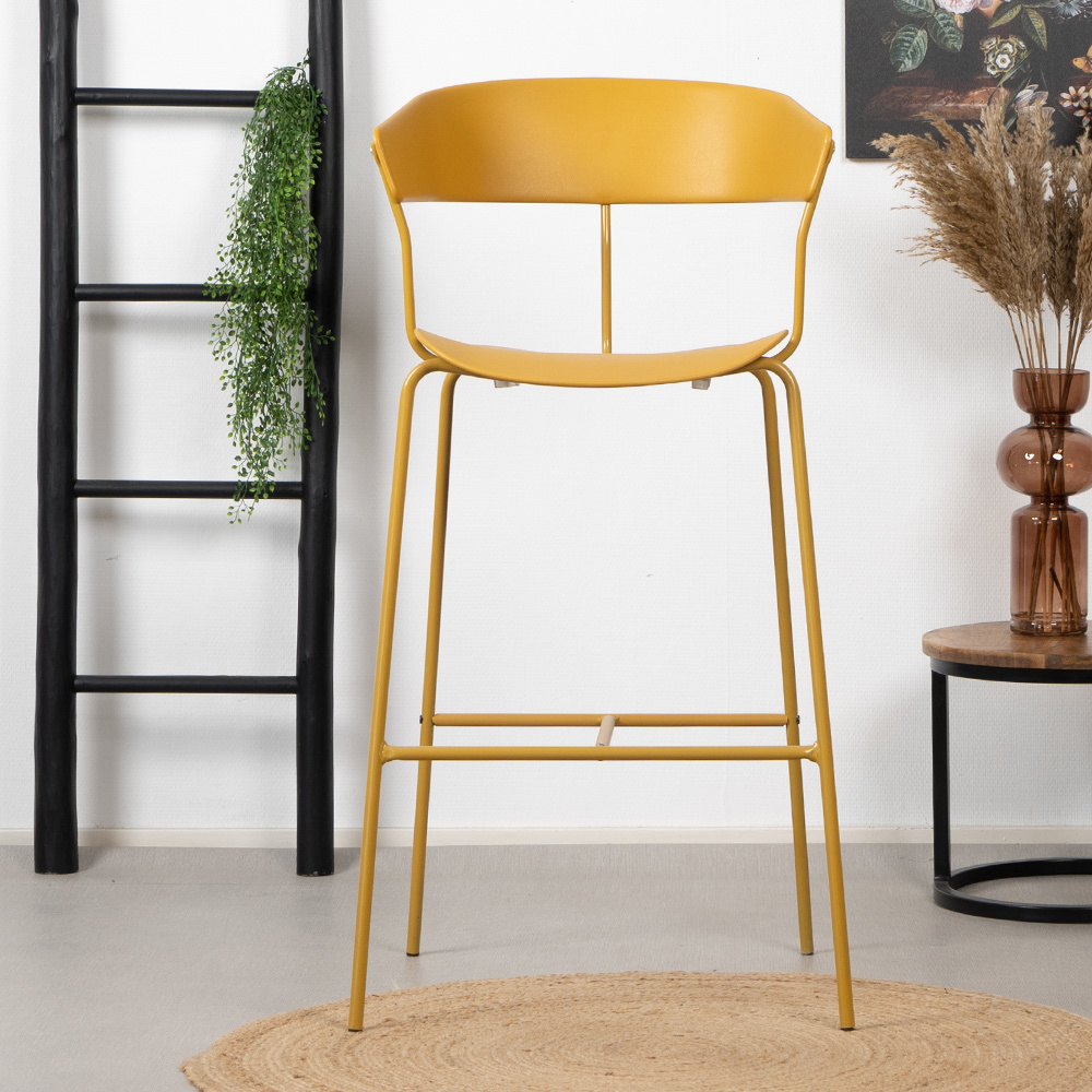 Horeca barkruk Denver geel Scandinavisch design 77 cm Labelwise