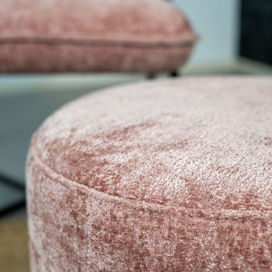 Poef/hocker Juna roze chenille stof