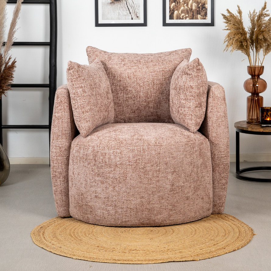 Fauteuil Ruby roze chenille stof