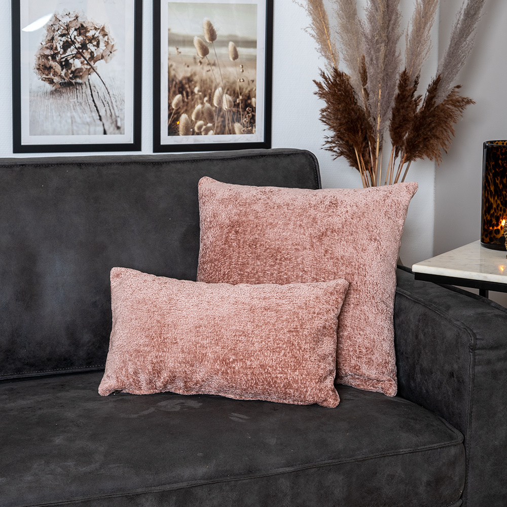 sofa Zelfrespect combineren Kussen Juna roze chenille stof 45 x 45 cm - Labelwise - Labelwise